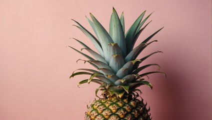 Fototapeta premium Gold tropical pineapple on a pastel pink background. Flat lay summer background.
