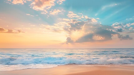 Sea sand sky concept sunset colors clouds horizon horizontal background banner Inspirational nature...