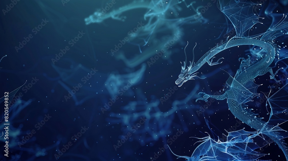 Aufkleber abstract flying dragons on a dark blue background technological background for design on the topic o