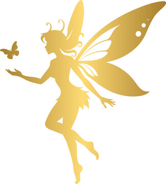 recommend clip art: Golden beautiful fairy with butterfly wings