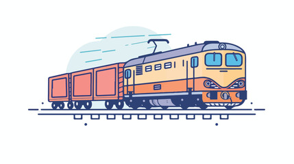 Modern train locomotive icon. Commercial railway vehi