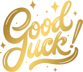 Golden good luck lettering calligraphy