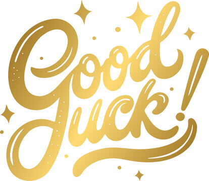 Golden good luck lettering calligraphy