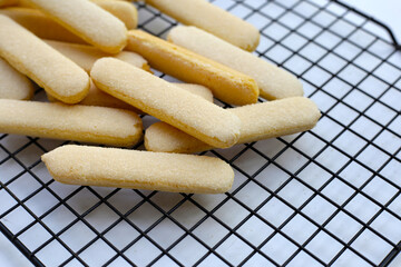 Sponge finger cookies, Italian savoiardi biscuit snack