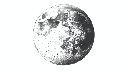 Moon isolated on white background. Elegant drawing of