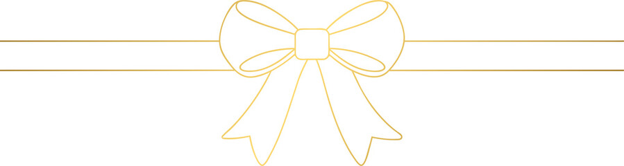 Golden Bow and ribbon horizontal long satin