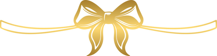 Golden Bow and ribbon horizontal long satin