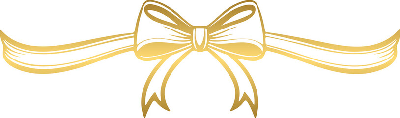 Golden Bow and ribbon horizontal long satin