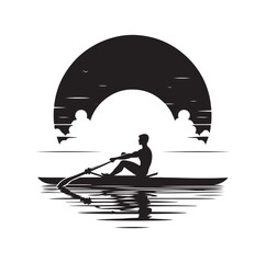 Rowing isolated vector silhouette illustration