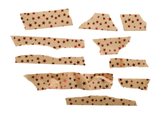 Adhesive torn paper tape set cut out on transparent background