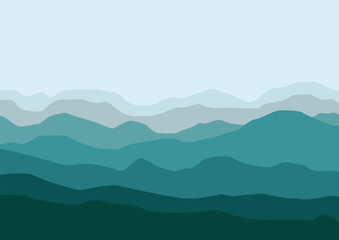 Landscape with mountains. Vector illustration in flat style.