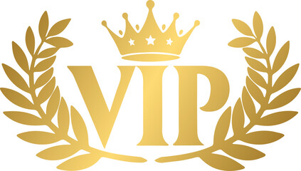 VIP golden label label badge, vip with crown