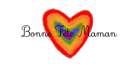 vecteur texte bonne fête maman avec un coeur couleur arc en ciel 