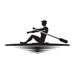 Rowing isolated vector silhouette illustration