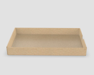 Blank paper food tray template, 3d render illustration.