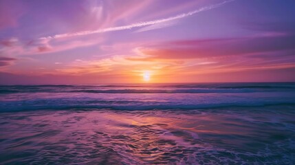 Obraz premium Colorful sunset over ocean in Pismo Beach California : Generative AI