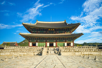 Geunjeongjeon, main throne hall of Gyeongbokgung in seoul, south korea. Translation: Geunjeongjeon