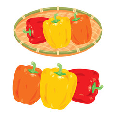 ザルに盛られたパプリカ