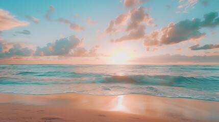 Obraz premium Sea sand sky concept sunset colors clouds horizon horizontal background banner Inspirational nature landscape beautiful colors wonderful scenery of tropical beach Beach sunset summer v : Generative AI