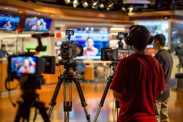 News producers coordinating coverage for an upcoming special report, Generative AI