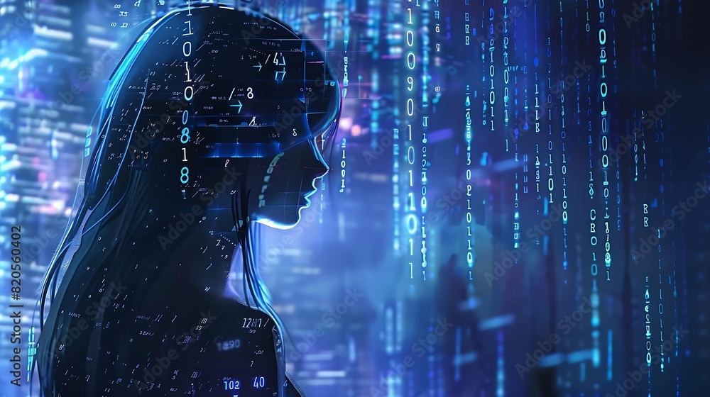 Poster Digital transformation concept System engineering Binary code Programming : Generative AI