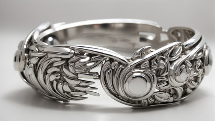 This is a silver bracelet on white background