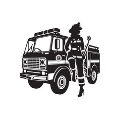 firefighter car vector illustration icon