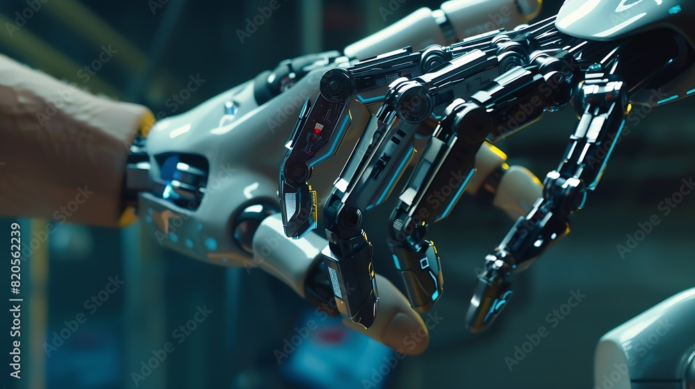 Fototapete Ai technology Artificial Intelligence man using technology smart robot AI artificial intelligence by enter command prompt for generates something Futuristic technology transformation C : Generative AI
