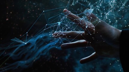 Businessman hand touching of digital data network transformation for next generation technology on cyberspace Internet network and digital software development Algorithm Metaverse and  : Generative AI