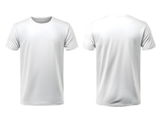 White t-shirt front and back view clothes mockup design for print on isolated white transparent background	