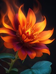 A beautiful fiery flower with bright flames.