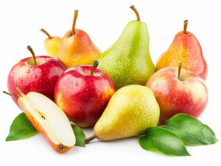 Fruit Focus: Apples and Pears in 4:3 aspect ratio against a White Background