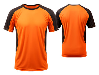 Tangerine orange t-shirt front and back view clothes mockup design for print on isolated white transparent background	