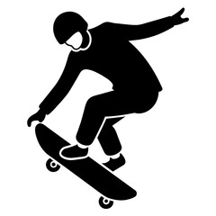 Silhouette of a skateboarder doing a kickflip 