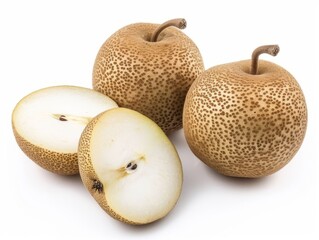 Pristine Asian Pear: An Elegant Display on a White Background