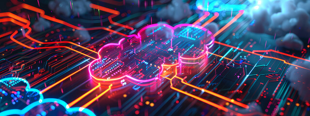 Futuristic Cloud Computing Illustration