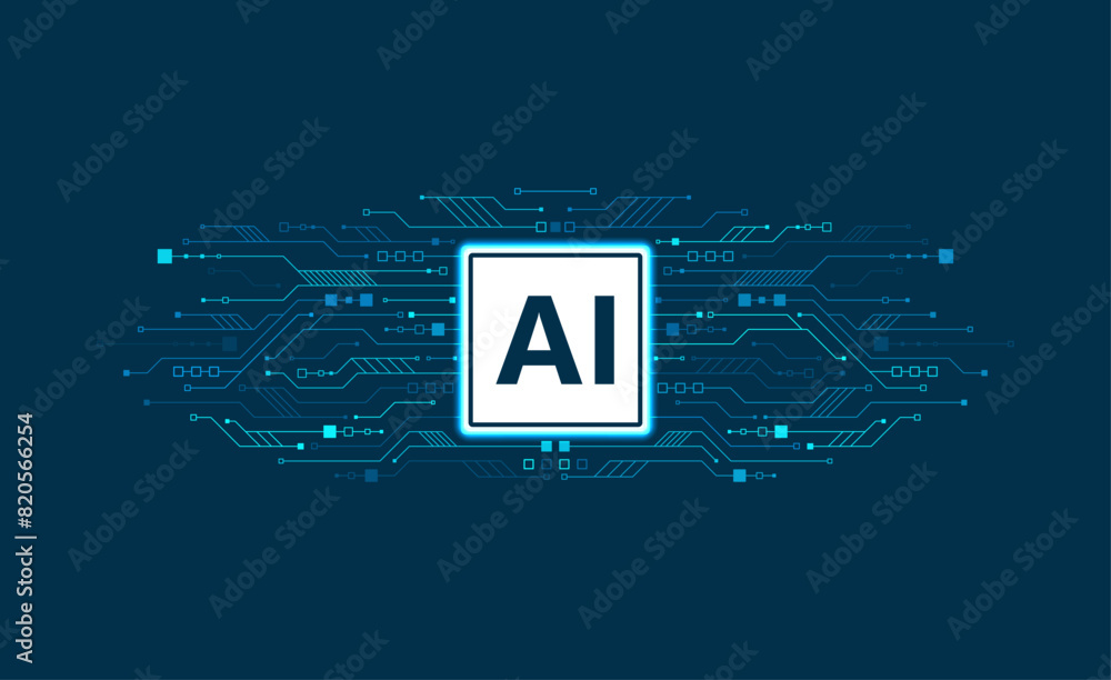 Poster artificial intelligence chipset on circuit board. futuristic concept. high-tech technology backgroun