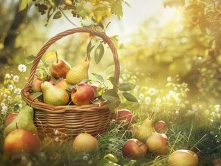 Fruitful Bounty: Pears and Apples in the Meadow - An AR 4:3 Perspective