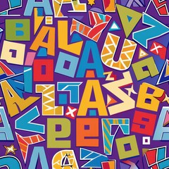 Seamless pattern of mosaic letters and numbers, perfect for spelling out personalized messages and greetings on your gift wrap, Generative AI