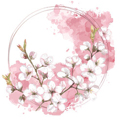 a watercolor painting of white flowers on a pink background