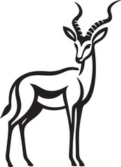 Gazelle deer silhouette outline vector illustration.