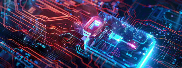 Futuristic Lock on Cyber Circuitry