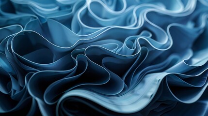 Obraz premium Abstract banner design with intricate dark blue paper waves, creating a sense of tranquility and sophistication.
