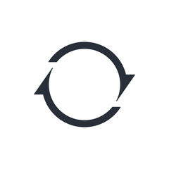 Cyclic rotation, recycling recurrence, renewal. Vector linear icon isolated on white background.