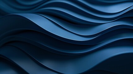 Obraz premium Intriguing abstract banner design with fluid dark blue paper waves, captivating the viewer's attention.