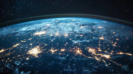 blue earth and space, global, international, technology and business background