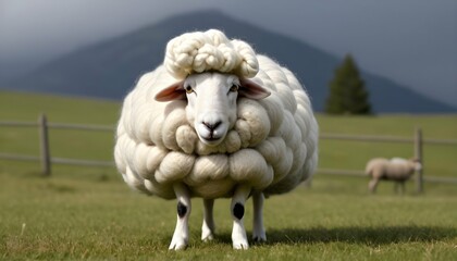 A Sheep With A Patch Of Wool Shaped Like A Cloud