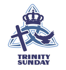 trinity sunday with cross, dove and crown