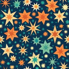 Seamless pattern of mosaic stars and asterisks, perfect for adding a touch of celestial magic to your gift wrap, Generative AI