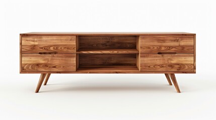  A wooden sideboard on white background